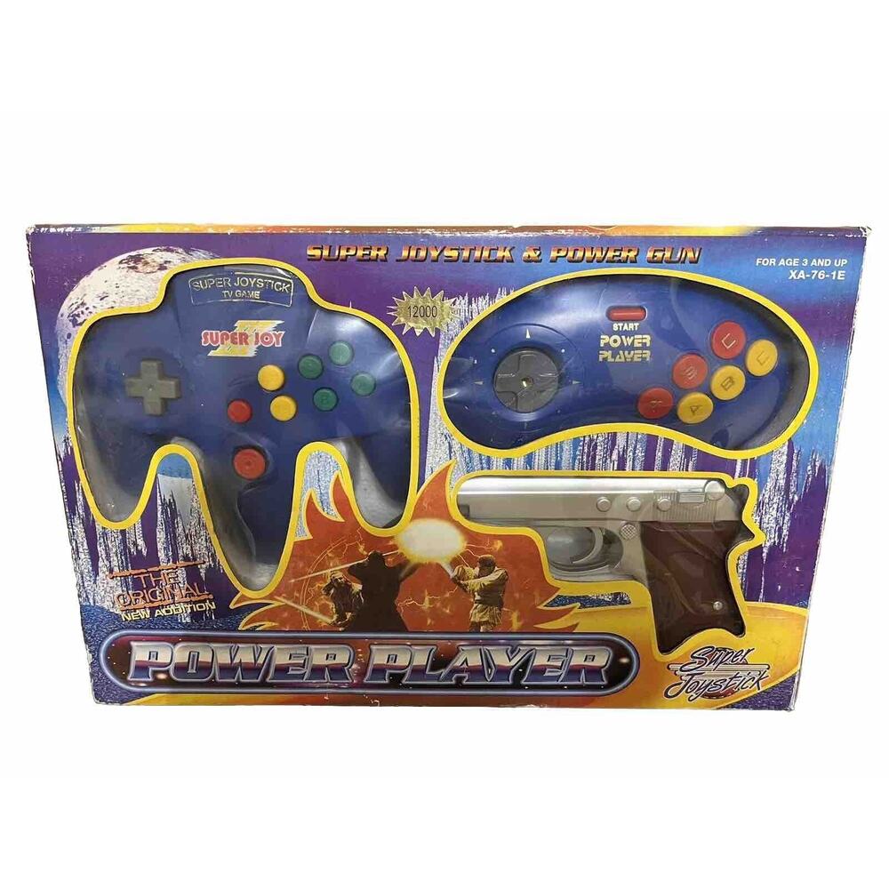 Early 12000 Sticker Power Player Blue Super Joystick Controller Gun System
